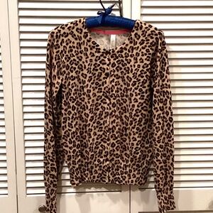 Leopard Print Button Front Cardigan Sweater  Cotton size XL On Trend